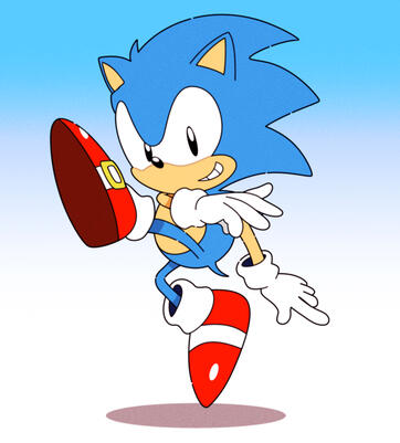 Sonic Mania doing his "Super Smash Bros. Ultimate" pose