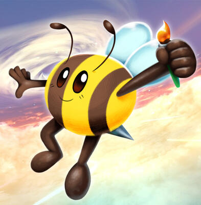 [OC] Kebee the Bumble Bee artist - "Super Smash Bros. Ultimate" banner style